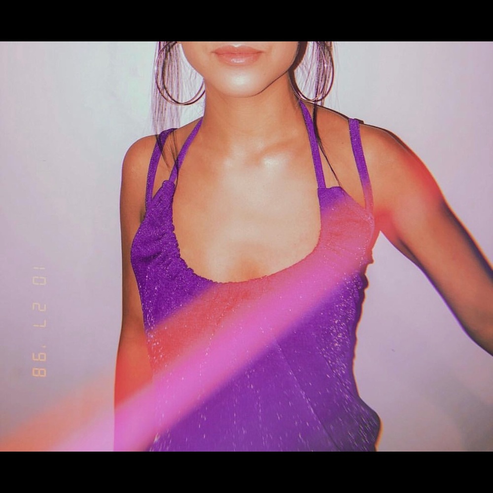 Kourtney Kardashian Purple Glitter DUPE Mini Dress